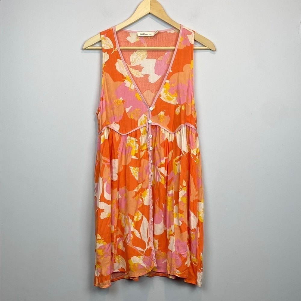 Millibon • Floral Sleeveless Dress in Orange and Pink